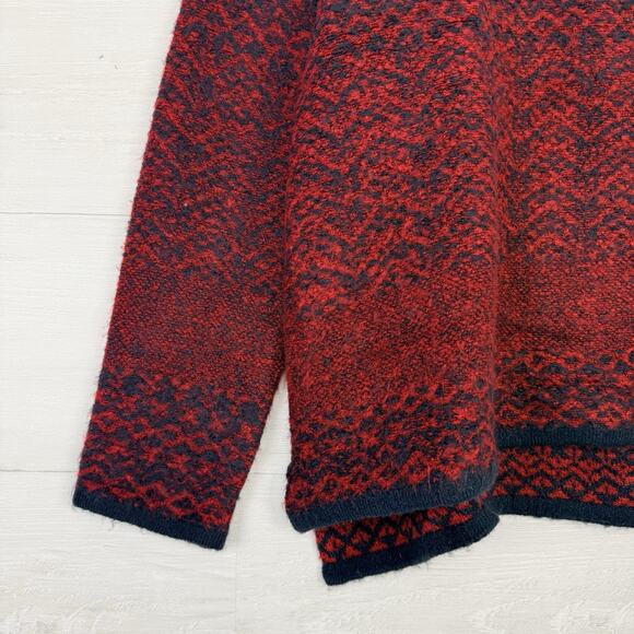 Habitat Mock Neck Sweater Womens Small Red Fair Isle Cozy Knit Pullover Holiday - Picture 4 of 14